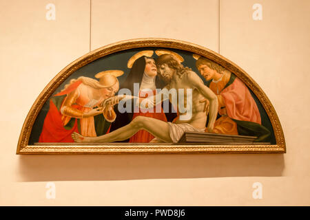 Die Malerei von Wehklage über den Leib Christi von Lorenzo d'Alessandro aka Sanseverino befindet sich in den Uffizien in Florenz, Italien. Stockfoto