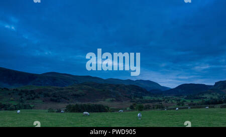 Blick von Castlerigg Steinkreis in der Nacht, Keswick GROSSBRITANNIEN Stockfoto