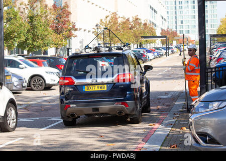 TATA fahrerlose Fahrzeuge in Milton Keynes, England, UK getestet Stockfoto