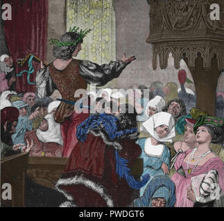 Meister Singer (meistersinger). Deutschland. Wettbewerb der Musik. 14. und 16. Jahrhunderts. Gravur, 1882. Stockfoto