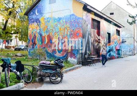 Uzupis Kunst Inkubator in Uzupis, Vilnius, Litauen Stockfoto