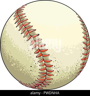 Handskizze baseball ball in Farbe, auf weißem Hintergrund dargestellt. Detaillierte Zeichnung im Stil von "Vintage". Vector Illustration Stock Vektor