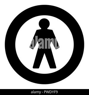 Man Logo, runden schwarzen Rahmen. Einfache Illustration auf weißem Hintergrund. Stockfoto