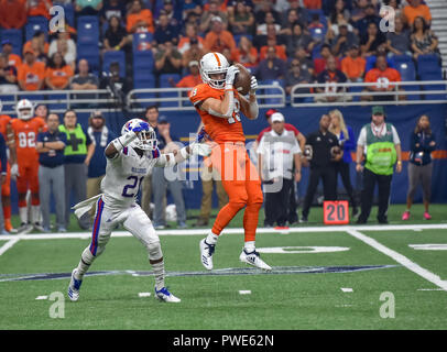 Oktober 13, 2018, San Antonio, TX... UTSA Roadrunner Empfänger, Blaze Moorhead (19), während der NCAA Football Spiel zwischen der Universität von Texas in San Antonio Roadrunners und der Louisiana Tech Bulldoggen, in San Antonio, TX. (Absolut komplette Fotograf & Company Credit: Joseph Calomeni/MarinMedia.org/Cal Sport Media) Stockfoto