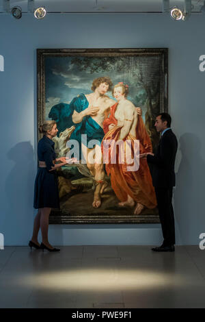 London, Großbritannien, 16. Oktober 2018 Van Dyck, Venus und Adonis, est £ 2,5-3,5m - eine Vorschau eines zweiteiligen Verkauf der Eric Albada Jelgersma Sammlung von Goldenen Zeitalter niederländischer und flämischer picturesin London am 6. und 7. Dezember. Stockfoto