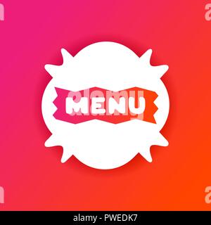 Bunte gradient Flyer für Cafe mit Menü Angebot. Weißer Aufkleber auf hellen Hintergrund Stock Vektor