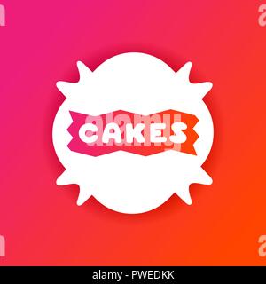 Bunte gradient Flyer für Cafe mit Kuchen Zitat. Weißer Aufkleber auf hellen Hintergrund Stock Vektor