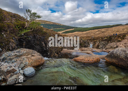 Glen spröde, Fairy Pools und Wasserfälle, Isle of Skye, Schottland, Großbritannien Stockfoto