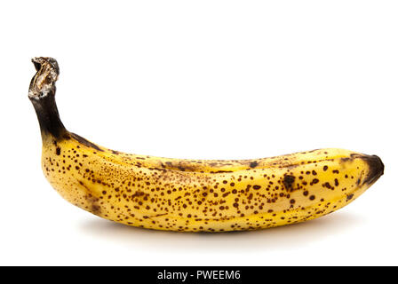 faule Banane isoliert auf weißem Hintergrund Stockfoto