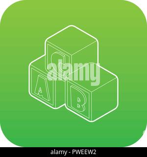 Alphabet Würfel mit Buchstaben A, B, C Symbol grün Vektor Stock Vektor