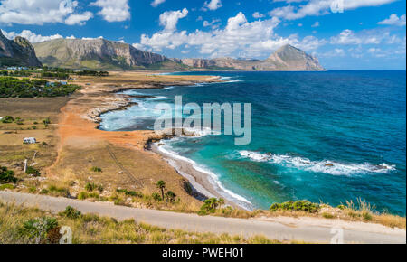 Schönen sizilianischen Küste in der Nähe von Taormina und San Vito Lo Capo. Provinz Trapani, Sizilien, Süditalien. Stockfoto