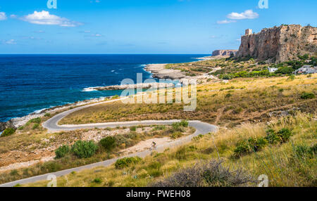 Schönen sizilianischen Küste in der Nähe von Taormina und San Vito Lo Capo. Provinz Trapani, Sizilien, Süditalien. Stockfoto