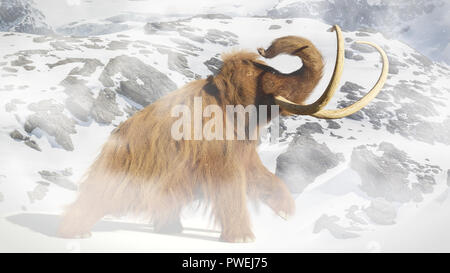 Mammuts, prähistorische Säugetier in Eiszeit Landschaft Stockfoto