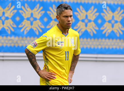 Lemberg, Ukraine - 9. SEPTEMBER 2018: Portrait der Ukrainischen Mittelfeldspieler Marlos während der UEFA Nationen Ligaspiel gegen die Slowakei im Arena Lemberg Stadion Stockfoto