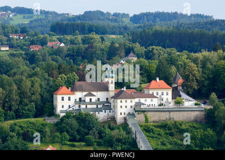 D-Passau, Donau, Inn, Ilz, D-Passau-Innstadt, Wallfahrtskirche und Kloster Maria Hilf, Barock, Landschaft, Panorama, hügeliges Land, Wald, Waldfläche Stockfoto