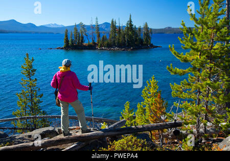 Waldo See aus Shoreline Trail, Waldo Lake State Scenic Wasserstraße, Willamette National Forest, Oregon Stockfoto