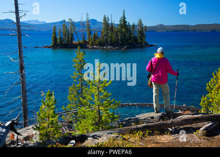 Waldo See aus Shoreline Trail, Waldo Lake State Scenic Wasserstraße, Willamette National Forest, Oregon Stockfoto