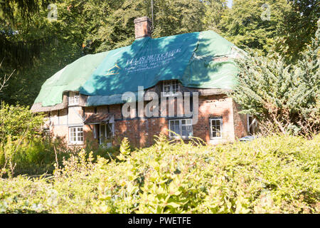 Landhaus von Markise von Master thatcher Ellis Metzger, Fittleton, Wiltshire, England, UK abgedeckt Stockfoto