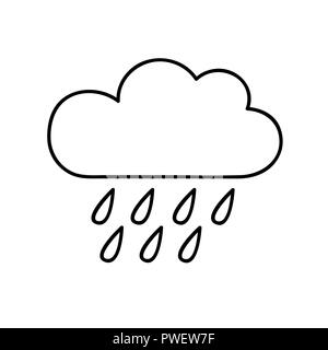 Wolke mit Regen Wetter Symbol Umrisse Vector Illustration Stock Vektor
