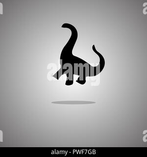 Silhouette einer brachiosaur auf grauem Hintergrund mit Farbverlauf. Vector Illustration. Stock Vektor