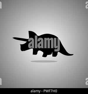 Silhouette eines Triceratops auf grauem Hintergrund mit Farbverlauf. Vector Illustration. Stock Vektor