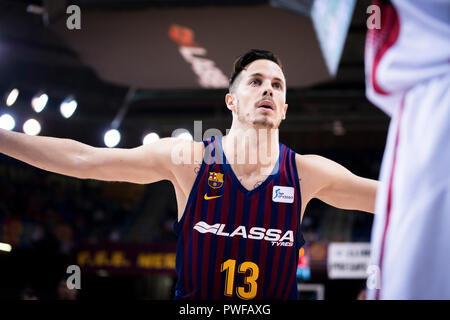 13. Oktober 2018, Palau Blaugrana, Barcelona, Spanien; Liga ENDESA Basketball; FC Barcelona Lassa versus Tecnyconta Zaragoza; Thomas Heurtel des FC Barce Stockfoto