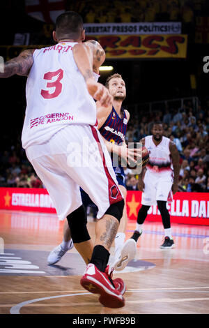 13. Oktober 2018, Palau Blaugrana, Barcelona, Spanien; Liga ENDESA Basketball; FC Barcelona Lassa versus Tecnyconta Zaragoza; Jaka Blazic des FC Barcelon Stockfoto