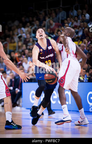 13. Oktober 2018, Palau Blaugrana, Barcelona, Spanien; Liga ENDESA Basketball; FC Barcelona Lassa versus Tecnyconta Zaragoza; Thomas Heurtel des FC Barce Stockfoto