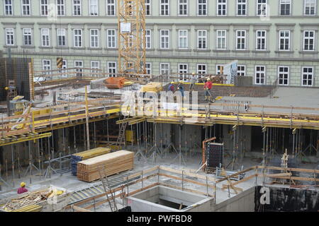 Wien, Experimentierfeld des Wohnbaus Beatrixgasse 11, Betonieren Einer Geschoßdecke Stockfoto