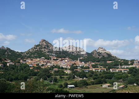 Landschaft der Stadt von Aggius, Gallura, Sardinien, Italien Stockfoto