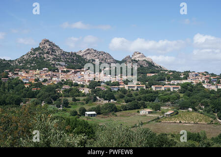 Landschaft der Stadt von Aggius, Gallura, Sardinien, Italien Stockfoto