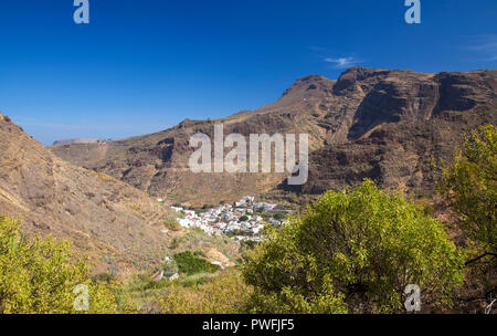 Gran Canaria, Oktober, Landschaften von Tal von Agaete, Wandern route San Pedro - Puerto de las Nieves, Blick über das Tal Stockfoto