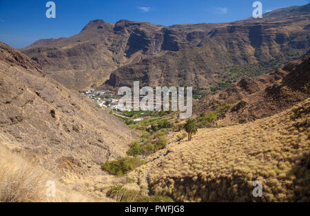 Gran Canaria, Oktober, Landschaften von Tal von Agaete, Wandern route San Pedro - Puerto de las Nieves, Blick über das Tal Stockfoto