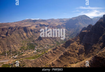 Gran Canaria, Oktober, Landschaften von Tal von Agaete, Wandern route San Pedro - Puerto de las Nieves, Blick über das Tal Stockfoto