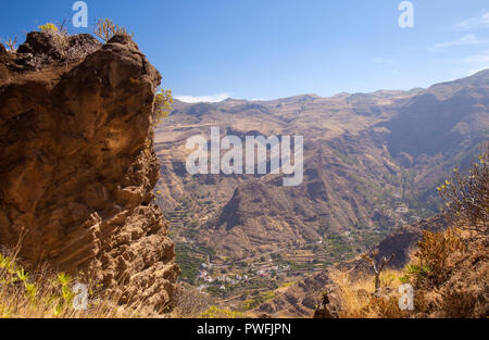 Gran Canaria, Oktober, Landschaften von Tal von Agaete, Wandern route San Pedro - Puerto de las Nieves, Blick über das Tal Stockfoto