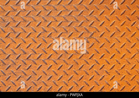 Rostiges Metall Textur. Rusty Wellpappe Stahl close-up Stockfoto