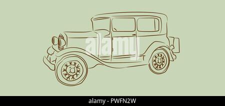 Oldtimer mit Skizze oder Linie Kunst Design. Hand gezeichnet Vector Illustration. Stock Vektor