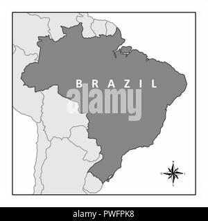 Die Karte von Brasilien und seine Lage in Südamerika Stock Vektor