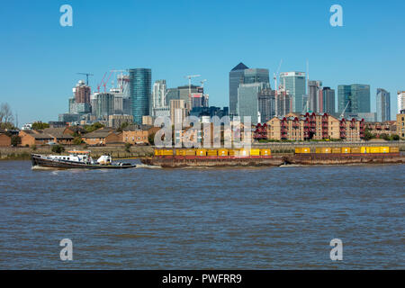 Allgemeine Ansicht des Canary Wharf Finanzdistrikts von Greenwich. Stockfoto