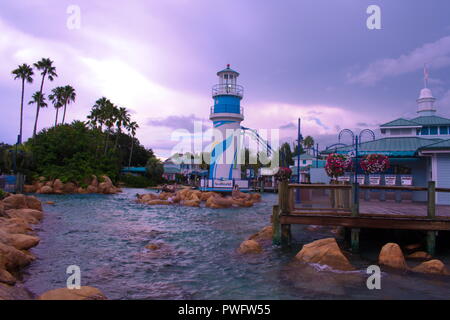 Orlando, Florida. September 09, 2018 Panorama Leuchtturm Seaworld. Stockfoto