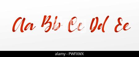 Font ribbon Stil, Alphabet rot. Die Buchstaben a, b, c, d, e, Typografie Vector Illustration. Stock Vektor
