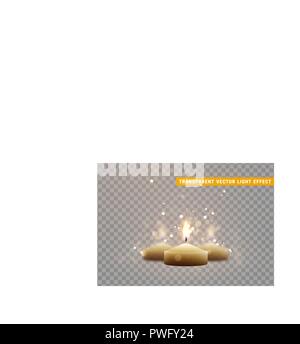 Brennt mit Flamme realistische Vektor. Auf einem transparenten Hintergrund mit Licht bokeh effect Isoliert Stock Vektor