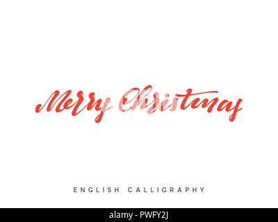 Text frohe Weihnachten. Weihnachten Hand gezeichnet Kalligraphie Schrift. Stock Vektor