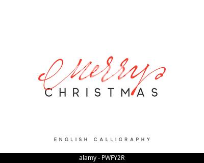 Text frohe Weihnachten. Weihnachten Hand gezeichnet Kalligraphie Schrift. Stock Vektor