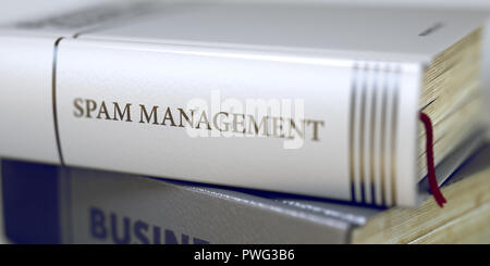 Spam Management Konzept. Buchtitel. 3D-Render. Stockfoto