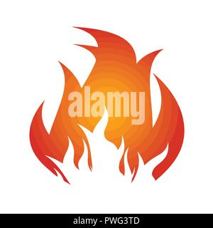 Fire Flame Symbol auf weißem Hintergrund, Vector Illustration Stock Vektor