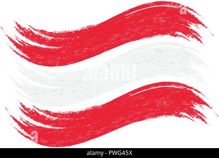 Grunge Pinselstrich mit National Flagge Österreichs isoliert auf einem weißen Hintergrund. Vector Illustration. Stock Vektor