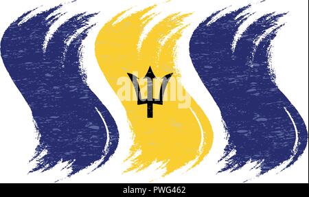 Grunge Pinselstrich mit National Flagge von Barbados isoliert auf einem weißen Hintergrund. Vector Illustration. Stock Vektor