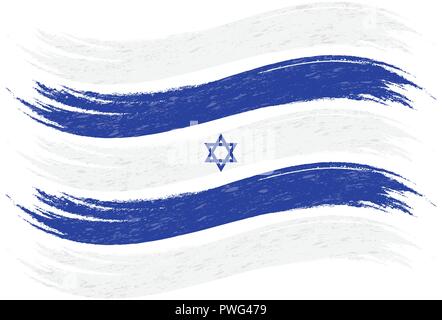 Grunge Pinselstrich mit National Flagge Israel isoliert auf einem weißen Hintergrund. Vector Illustration. Stock Vektor