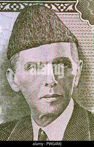 Muhammad Ali Jinnah Portrait von pakistanischen Geld Stockfoto